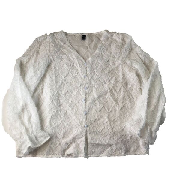 Shein Women’s Button Down Blouse Semi Sheer Ruffle Sleeve Size XL - Picture 1 of 12